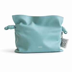 Loewe Flamenco Clutch Bag Light Blue Aqua Clear Nappa Leather Shoulder NWT Auth
